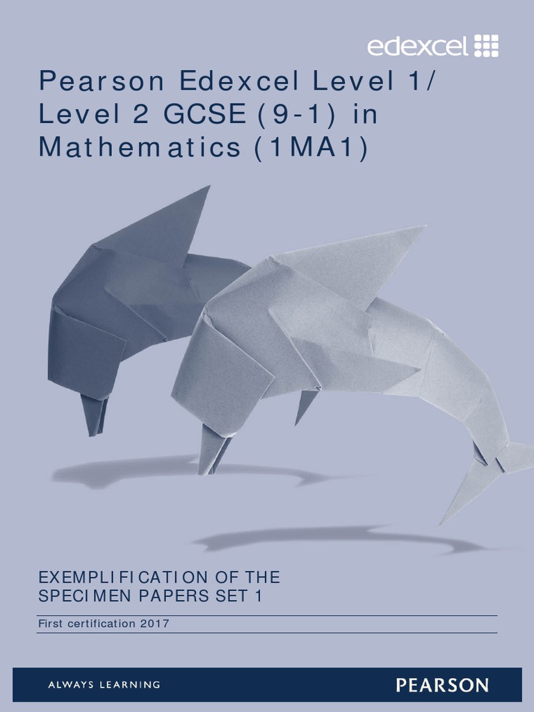GCSE (9-1) Mathematics Specimen Papers Set 1 Exemplification (PDFDrive ...