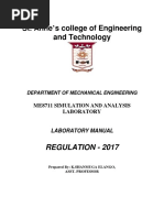 Me8711-Simulation and Analysis Laboratory-845684473-Simulation and Ansyslab Manual 2022 PDF