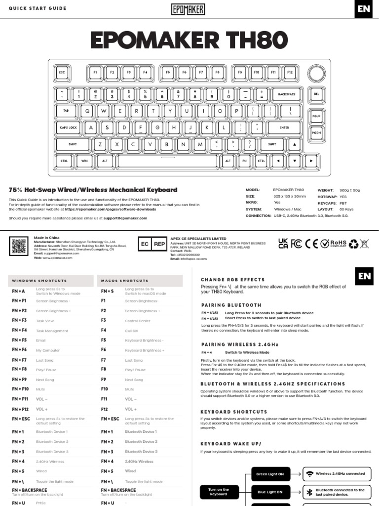 TH80 Manual Update v2 PDF PDF Computer Keyboard Switch