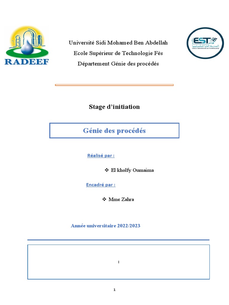 Stage à la RADEEF : Qualité de l'eau | PDF | Chlore | Boire de l'eau