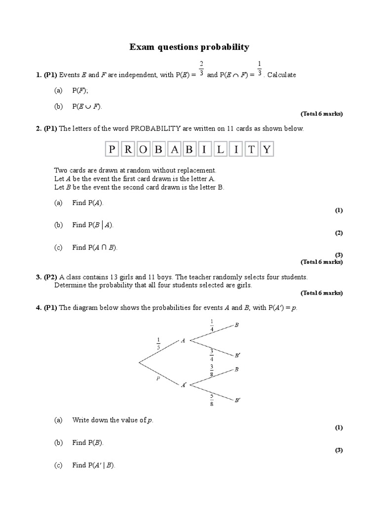 Probability Exam Questions and Solutions | PDF | Mathematics