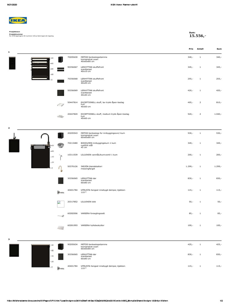 IKEA Home Planner Picking List PDF