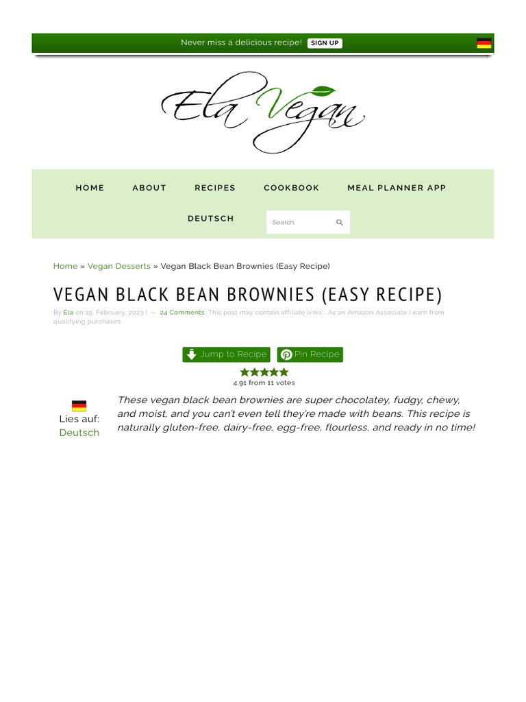 Vegan Black Bean Brownies (Easy Recipe) Elavegan PDF Chocolate