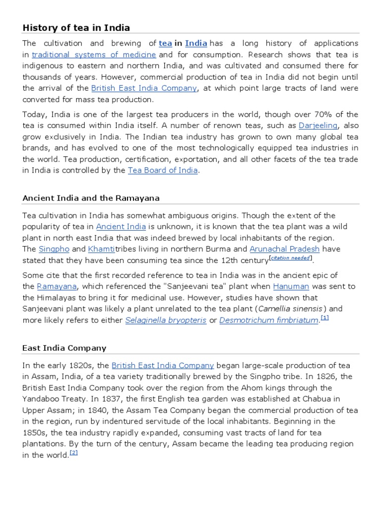 History of Tea Cultivation in India | PDF | Tea | Drink