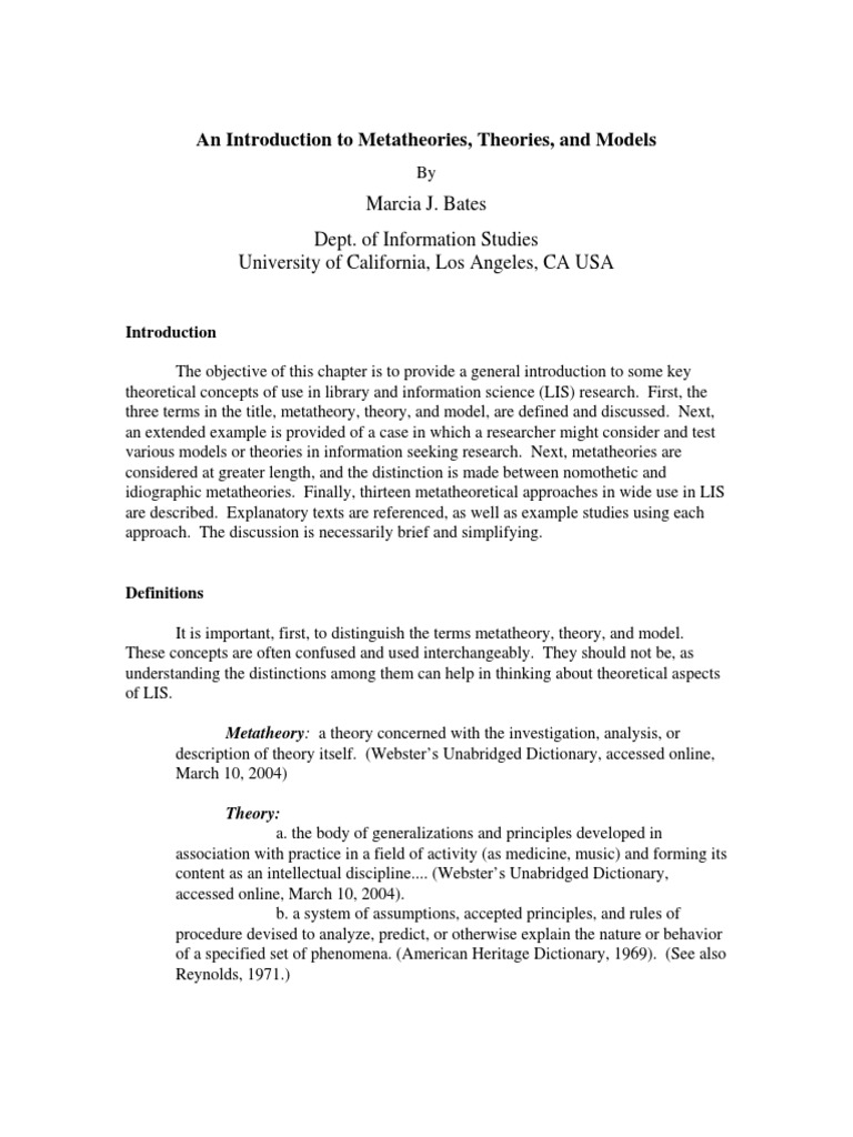 An Introduction To Metatheories, Theories, and Models PDF