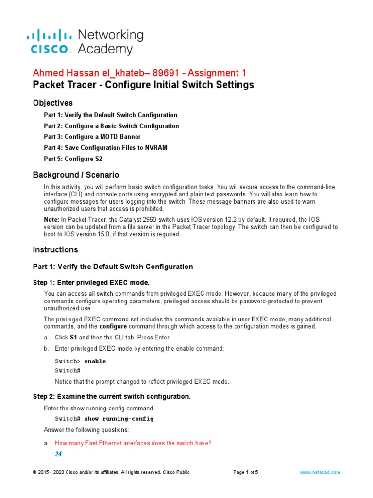 Configure Initial Switch Settings | PDF