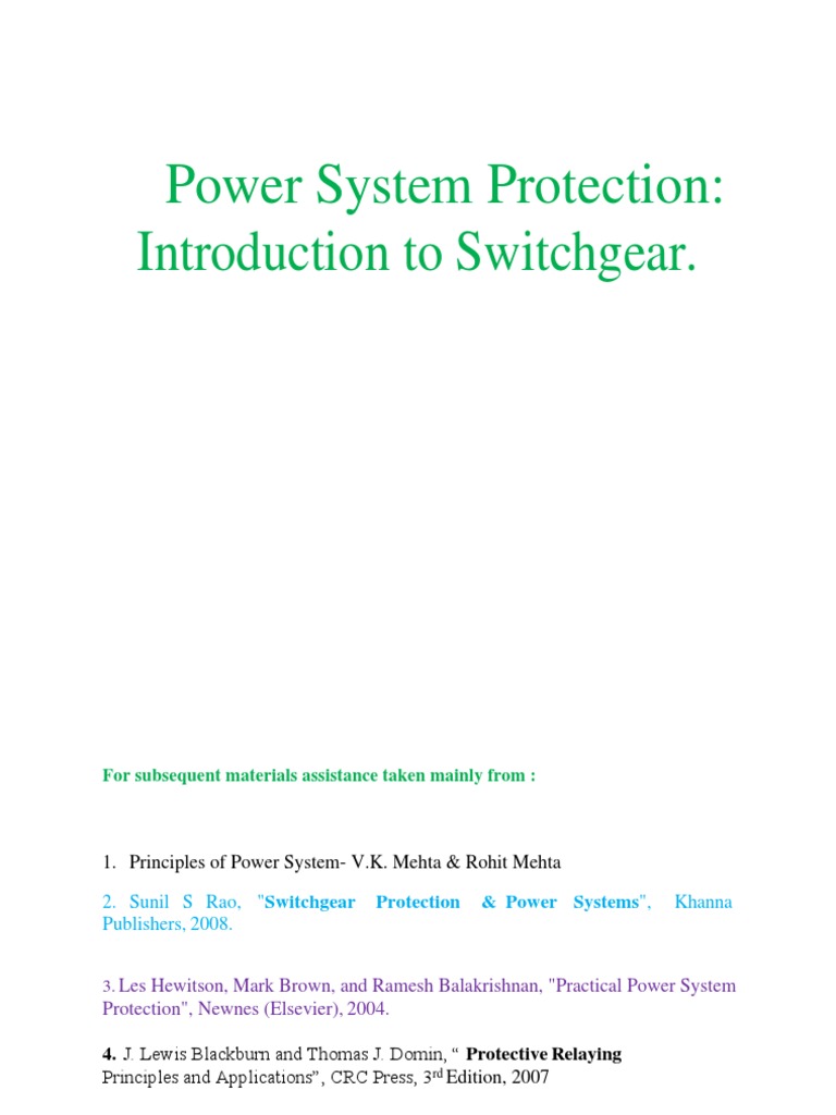 Basics of Power System Protection. PDF