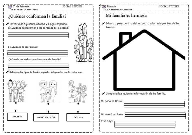 Ficha de Trabajo: Mi Familia | PDF