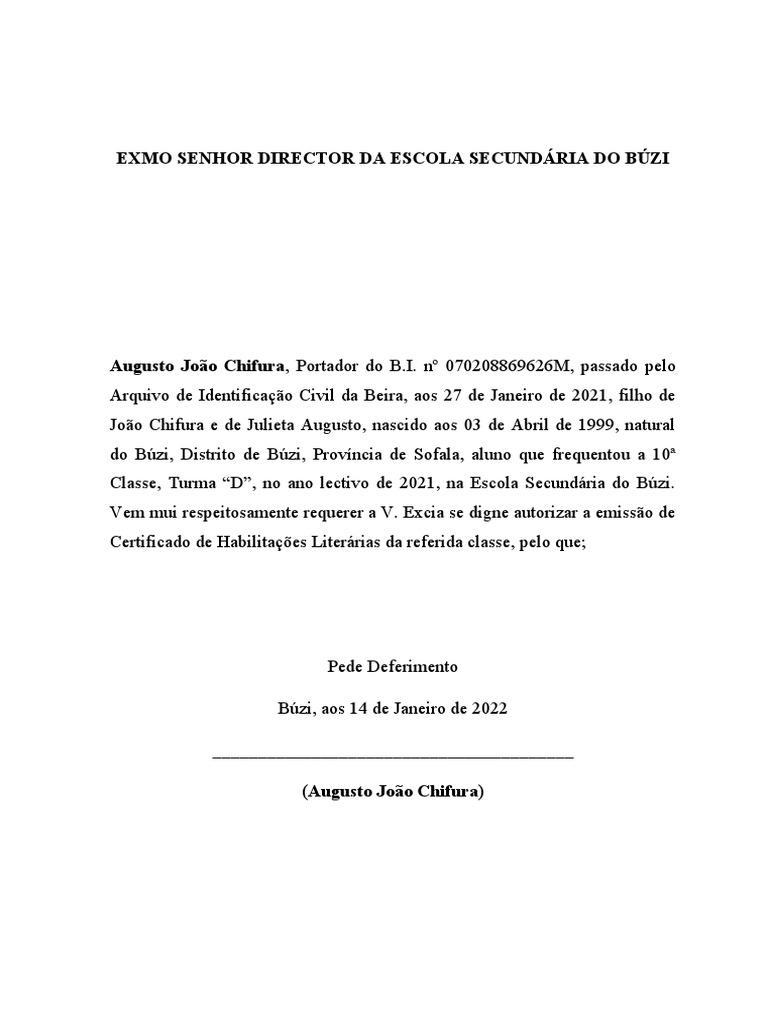 Certificado de conclusão 10o ano Búzi PDF