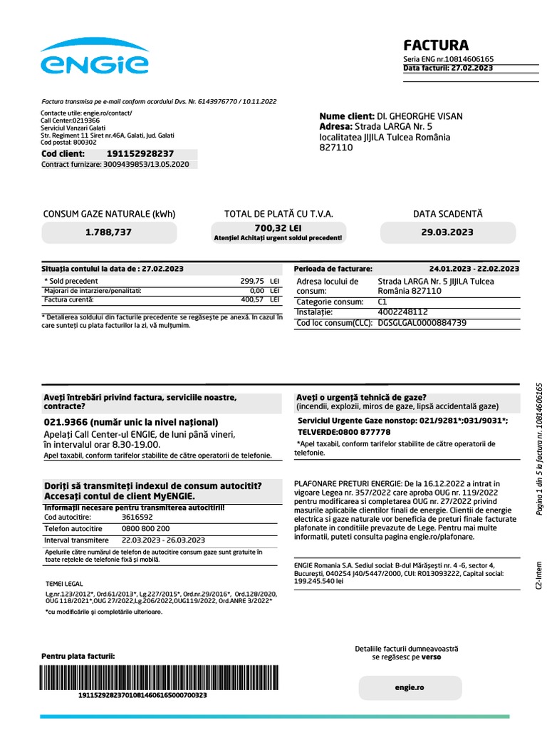 MyEngie - Factura 10814606165 | PDF