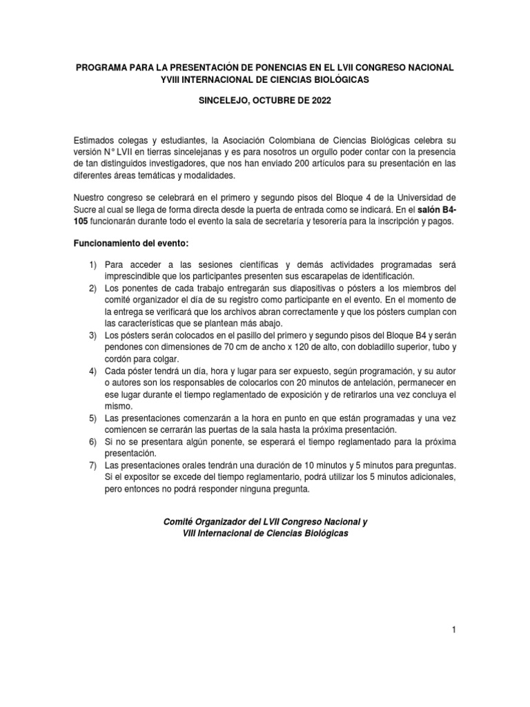 Congreso Nacional de Ciencias Biológicas 2022 | PDF