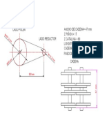 Transmisión por cadena de poleas con dimensiones