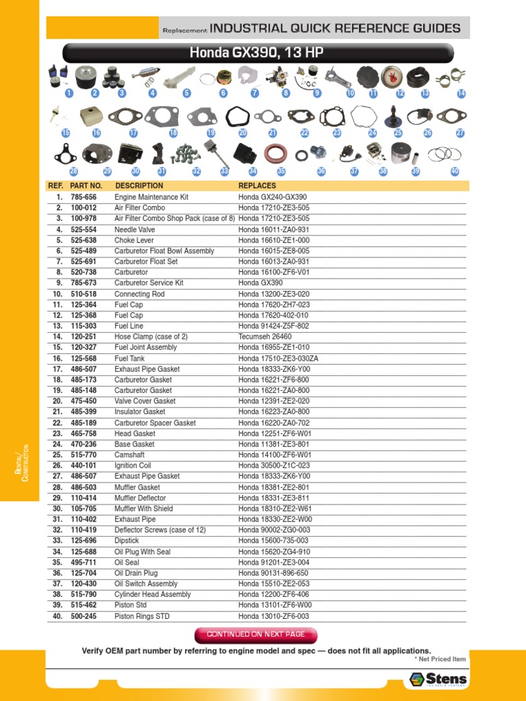 Honda GX390 Parts - Stens PDF | PDF