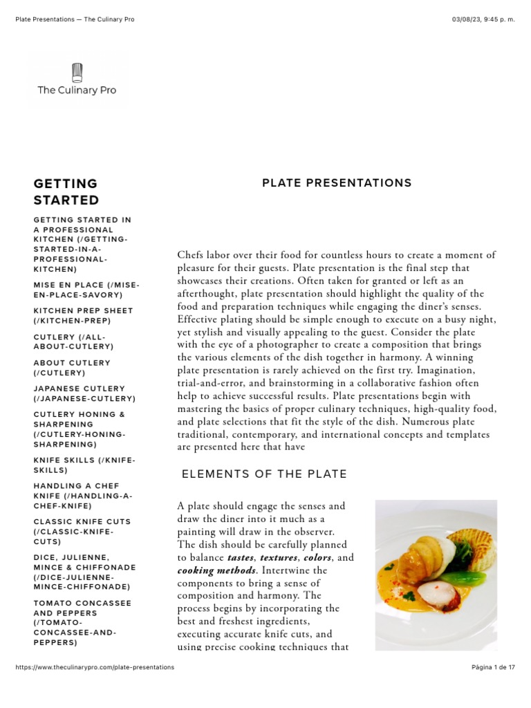 Plate Presentations The Culinary Pro PDF PDF Restaurants Tableware