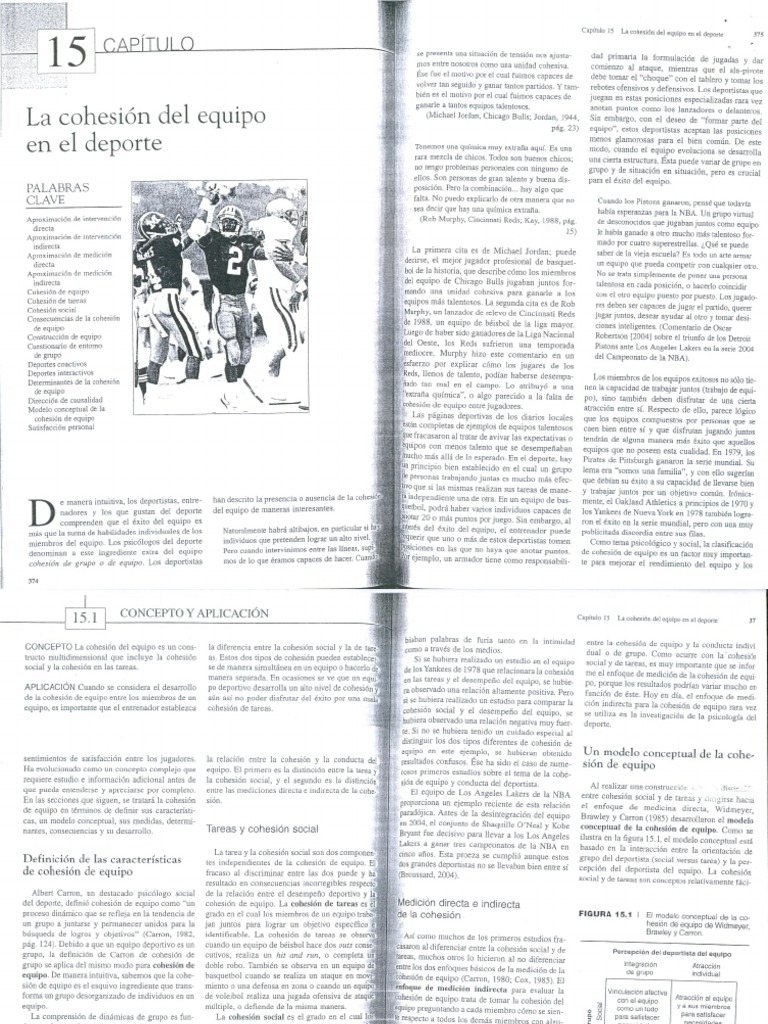 Cox (2007) Cap 15 - La Cohesión Del Equipo en El Deporte PDF | PDF