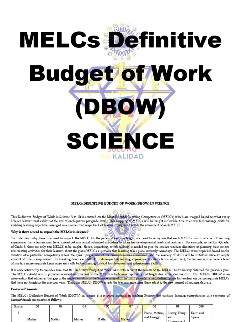 Grade 3 Science MELCs DBOW Guide | PDF | Science & Mathematics