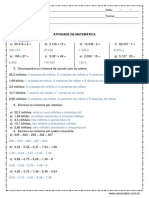 Avaliação de Matemática 6ºano - Respostas PDF