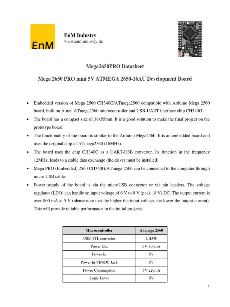 Mega2650PRO Datasheet PDF | PDF
