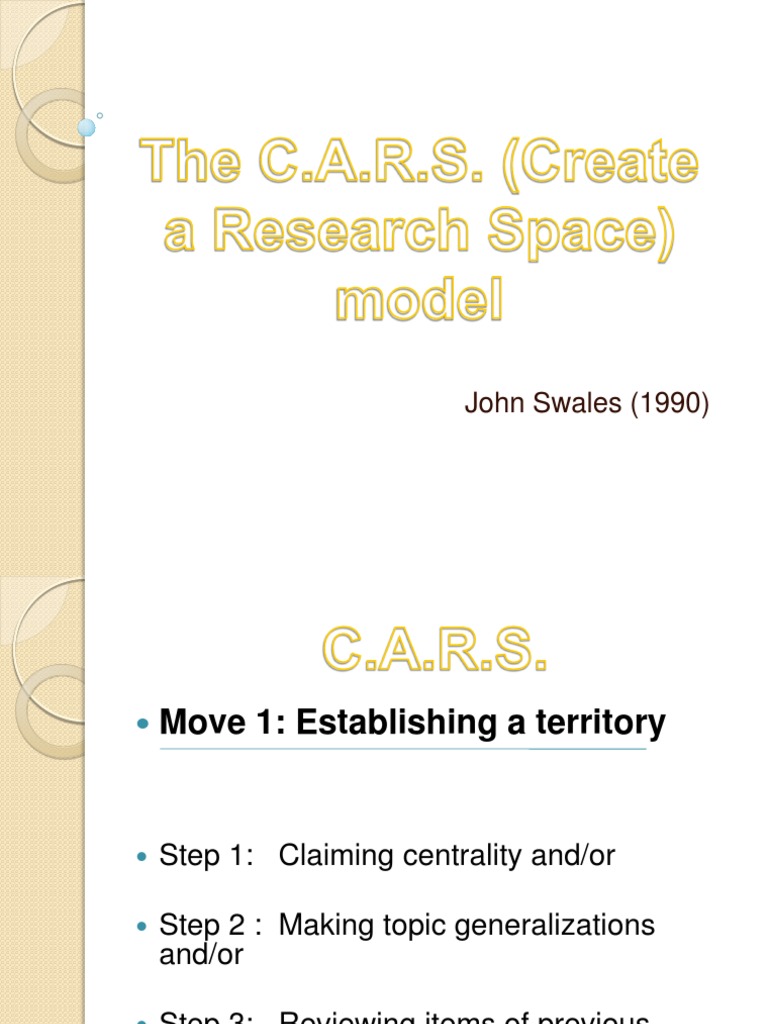 CARS model (Create A Research Space) by John Swales (1990