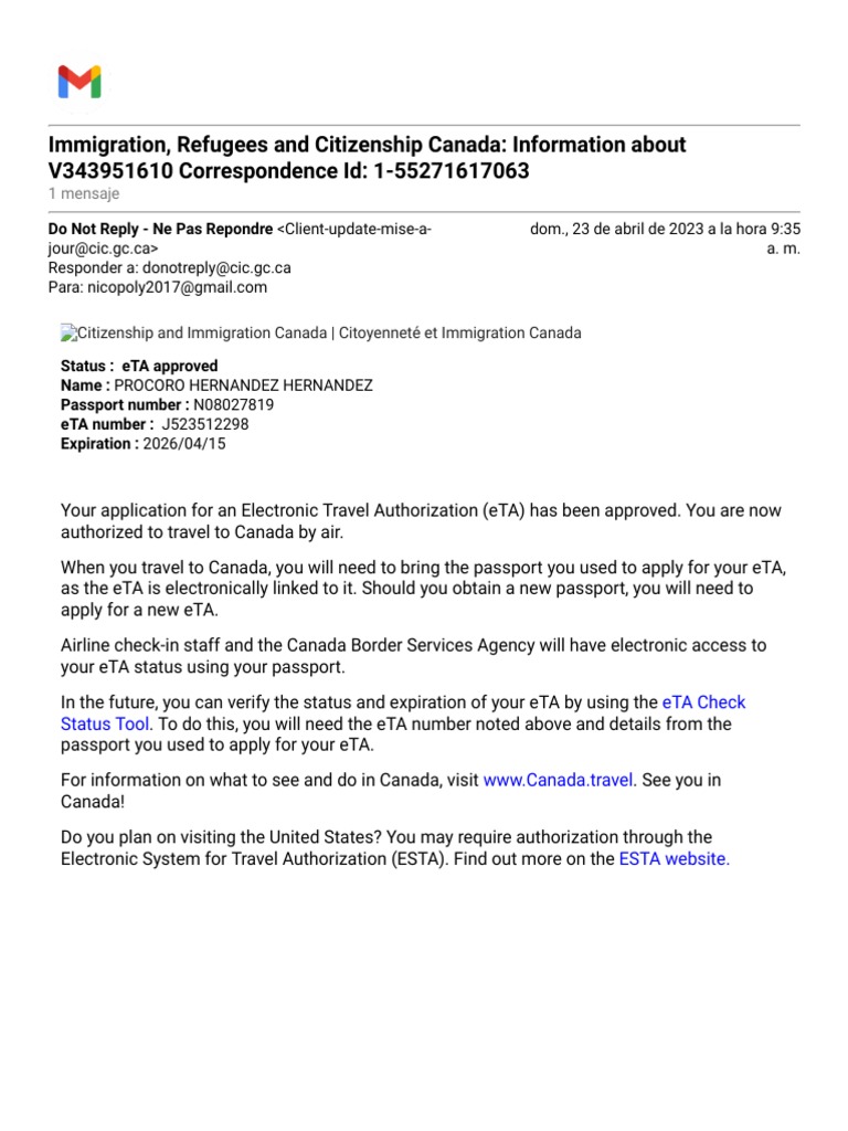 eTA Approval for Canada Travel | PDF