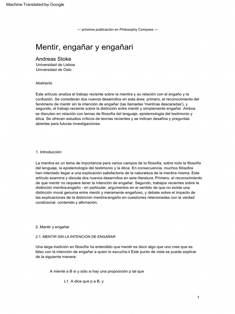 Mentir sin intención de engañar | PDF | Mentira | Verdad