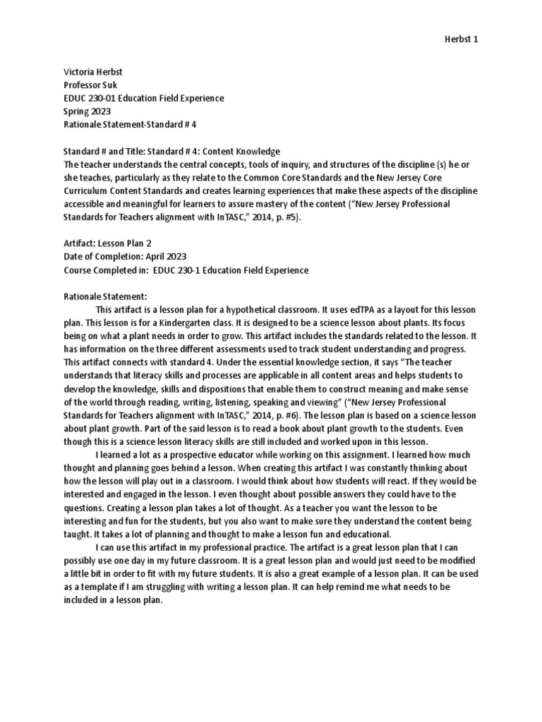 rationale lesson plan 2 1 | PDF