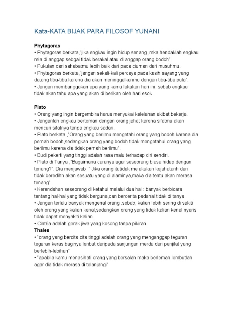 Kata Bijak Para Filsuf Kata Bijak Para Filsuf