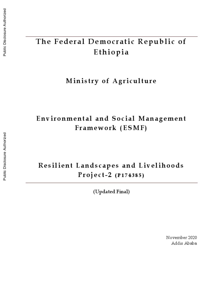 ESMF for Resilient Landscapes Project | PDF | Habitat Destruction ...