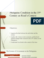 Philippine 19th Century Context for Rizal's Reforms