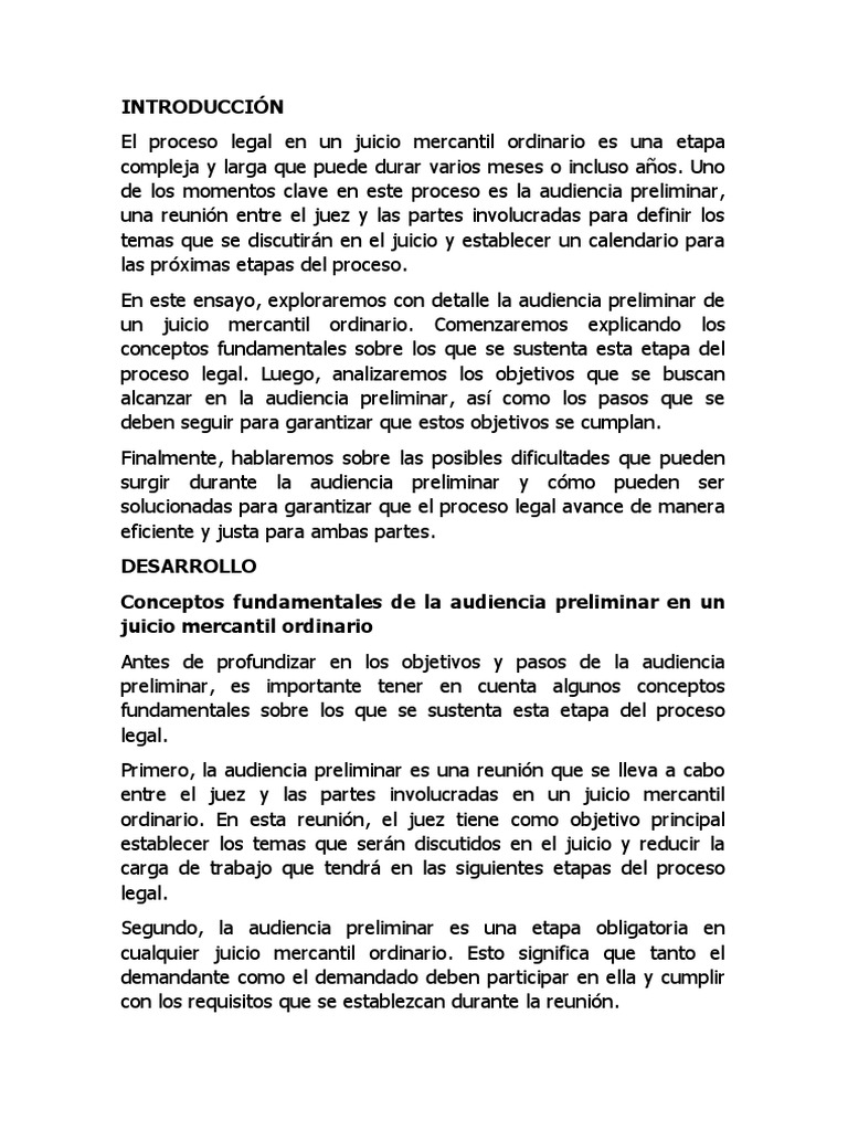 Audiencia Preliminar Mercantil PDF