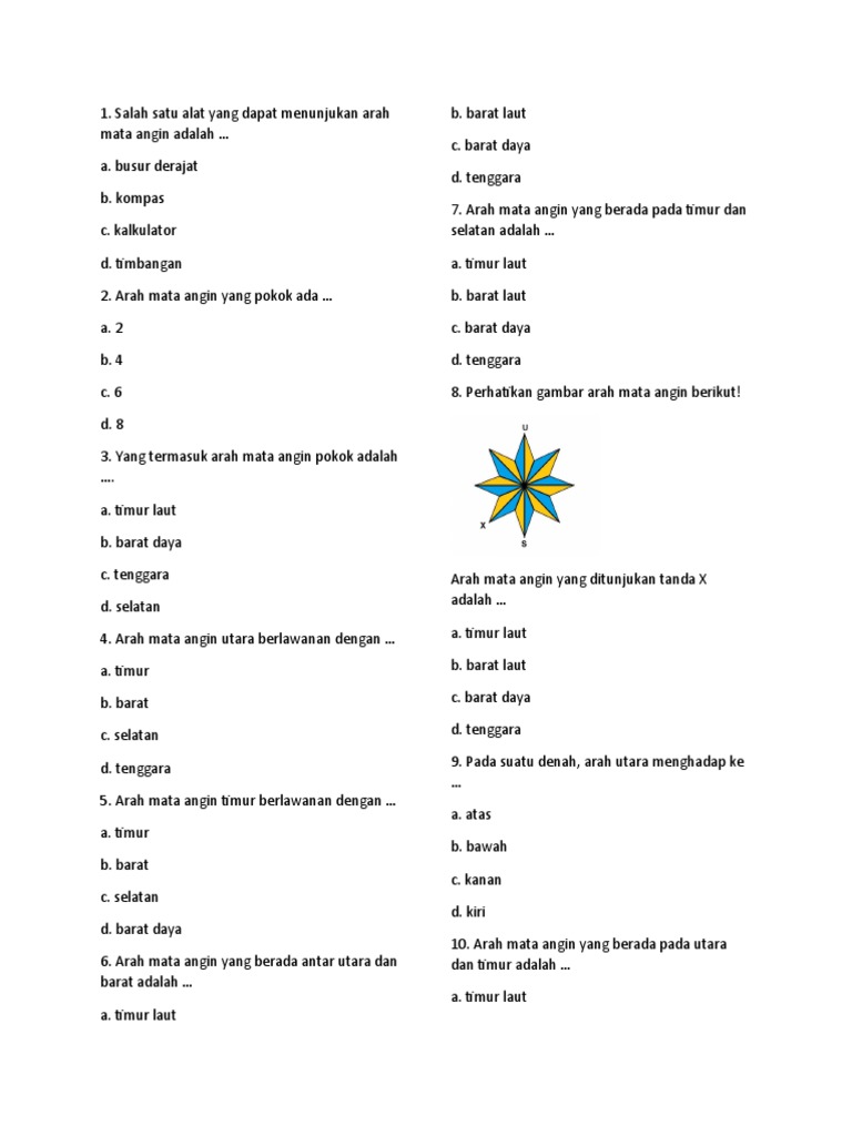 Mengidentifikasi Arah Mata Angin dan Letak Bangunan pada Denah | PDF