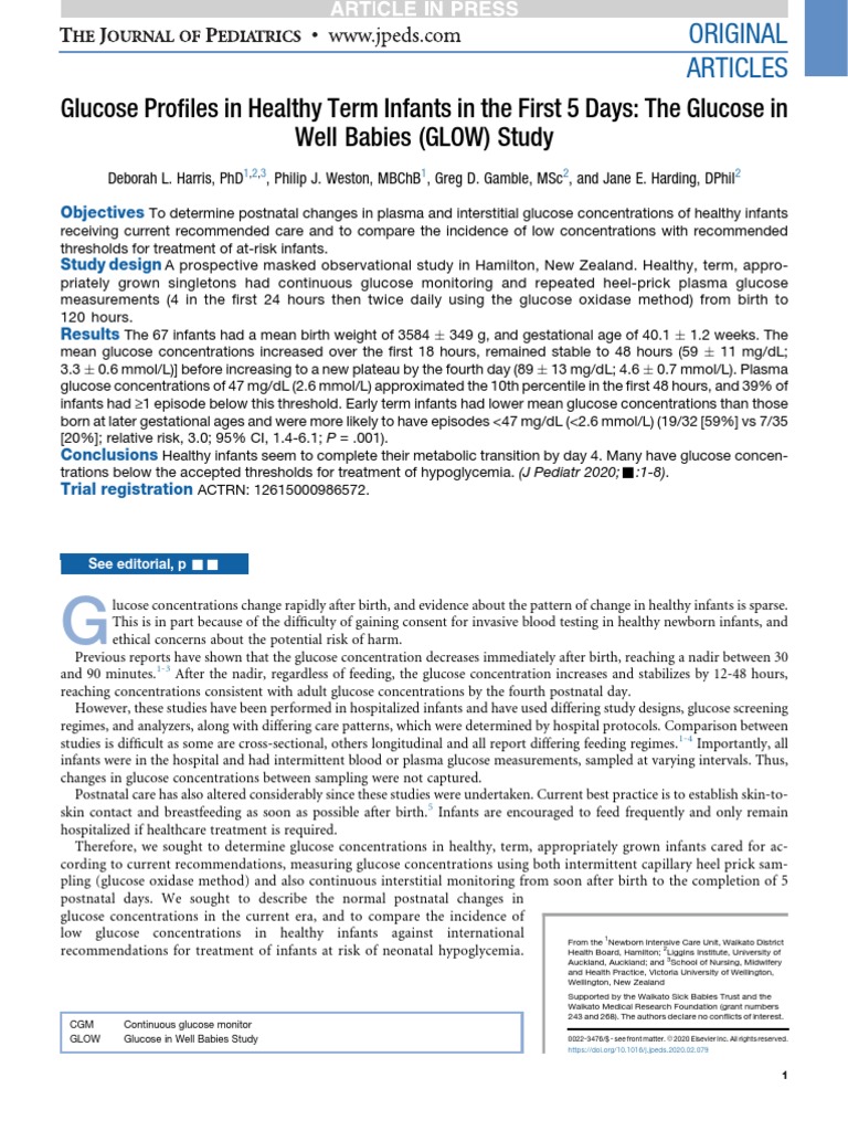 The Changing Landscape of Glucose Concentrations in Healthy Newborns Insights from Continuous