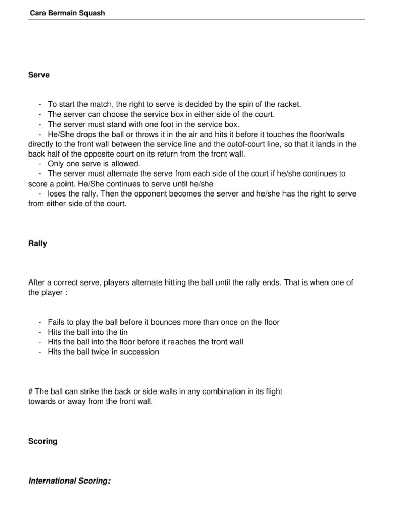 Squash PDF Team Sports Sports Rules And Regulations