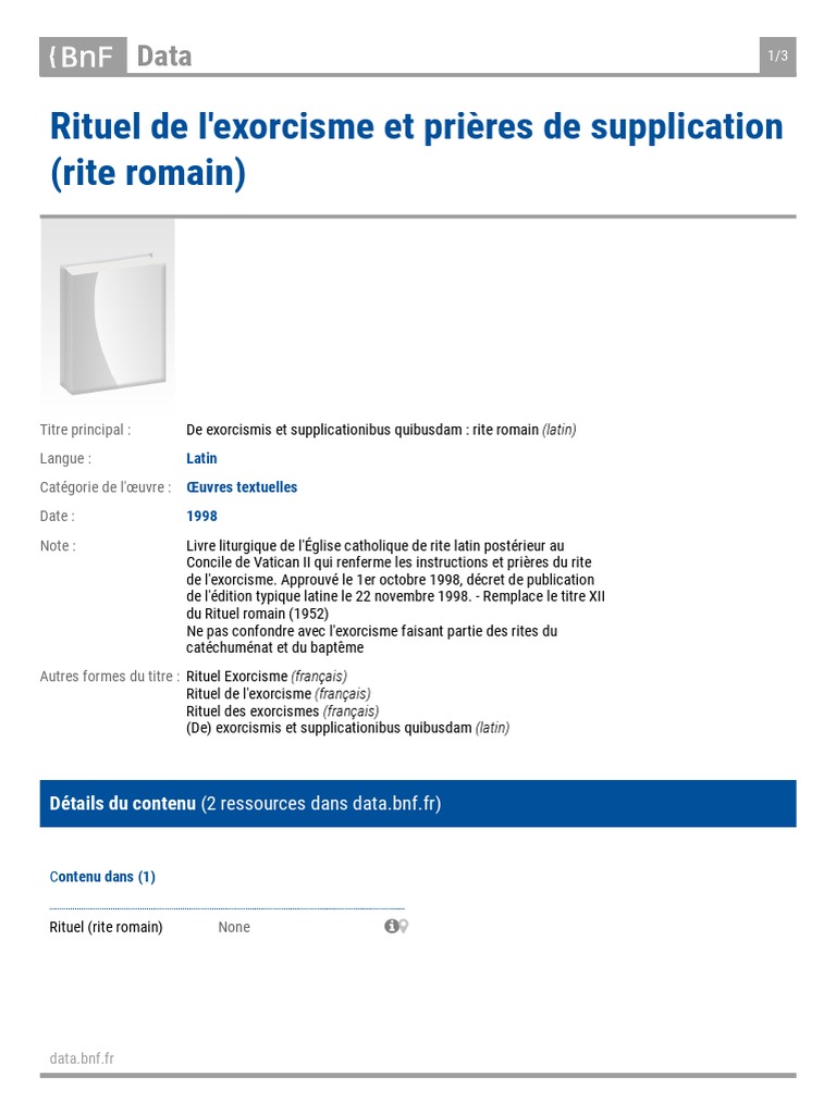 Rituel de L'exorcisme Et Prières de Supplication (Rite Romain) PDF