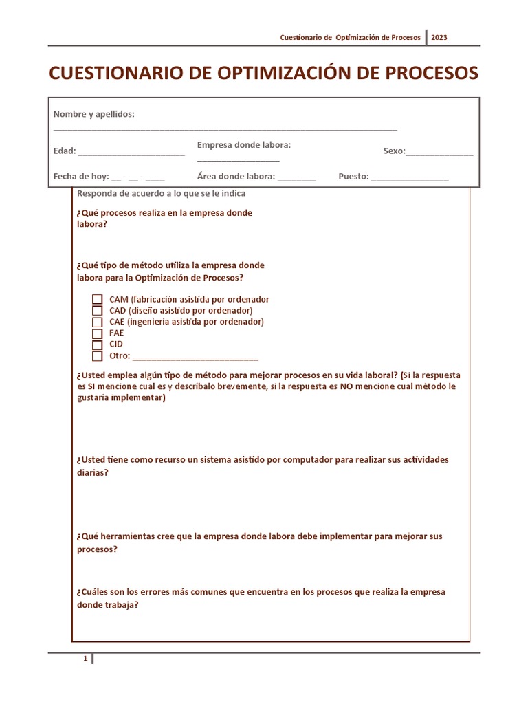 Cuestionario de Optimizacion de Procesos | PDF
