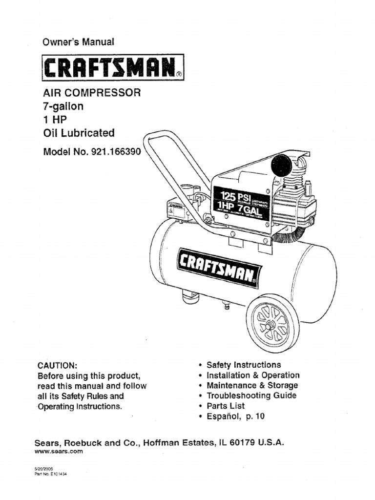 Craftsman 921.153101 Air Compressor