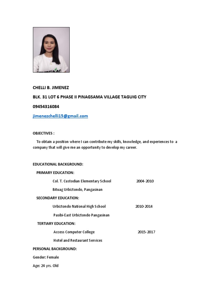 Chelli Jimenez Resume | PDF
