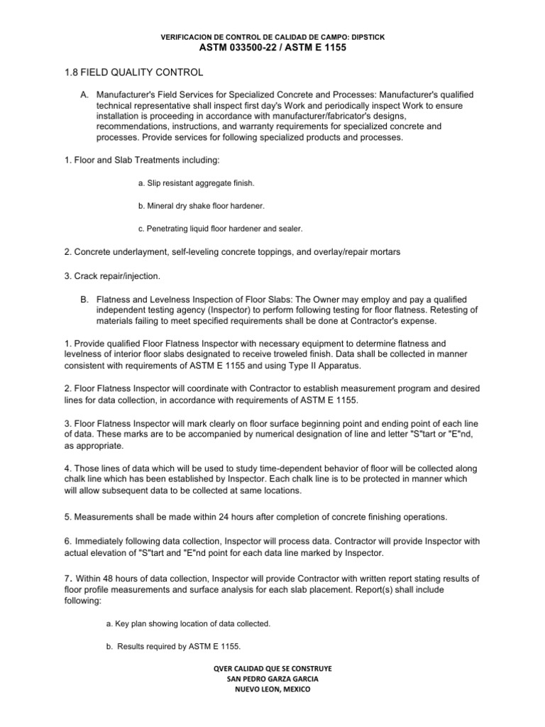 ASTM Seccion 03500 22 Flatness and Levelness PDF PDF
