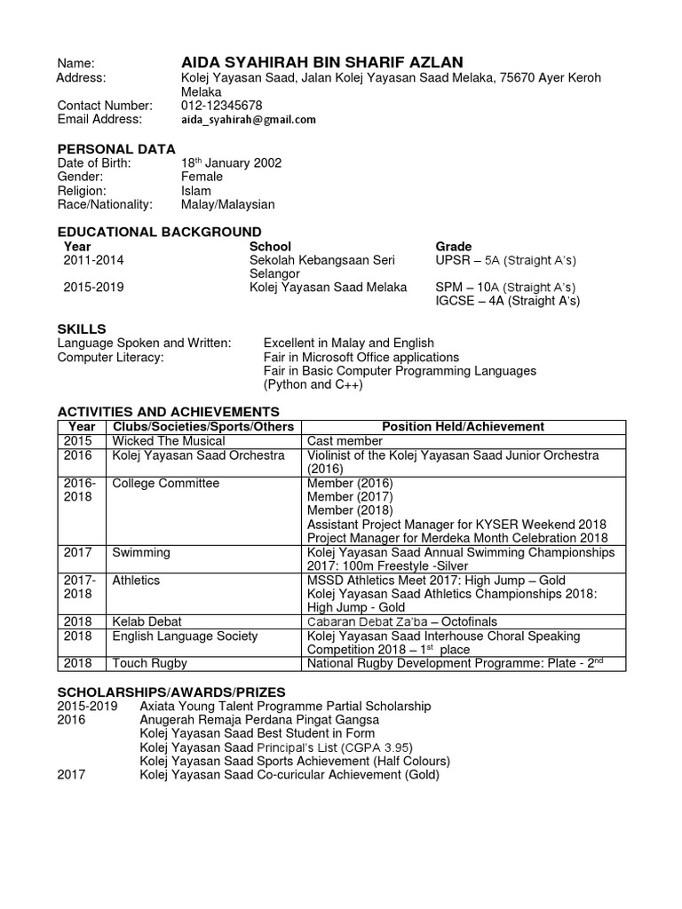 Resume Template 1 PDF | PDF