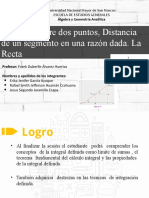 Semana 11-Distancia Entre Dos Puntos, Distancia de Un Segmento en Una Razón Dada. La Recta