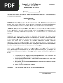 Eo An Executive Order Mandating The Establishment Maintenace Sustainability of Community Garden
