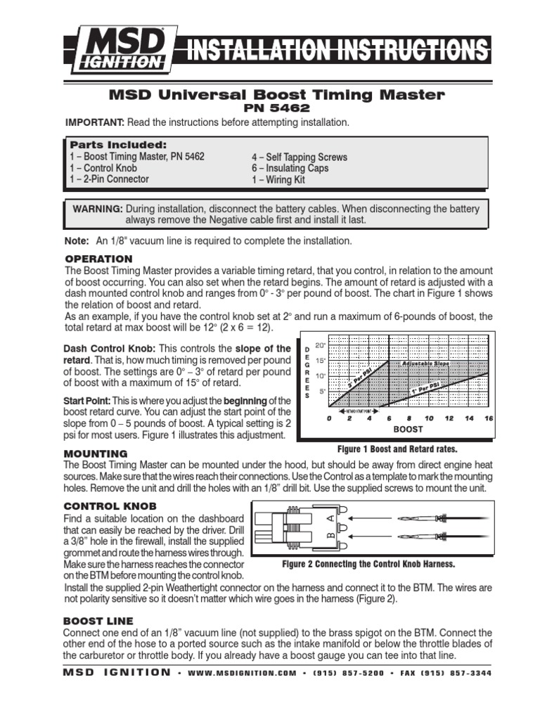 MSD Universal Boost Timing Master PN 5462 PDF | PDF