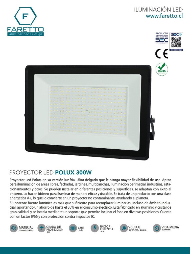 Proyector Led Polux 300W PDF | PDF