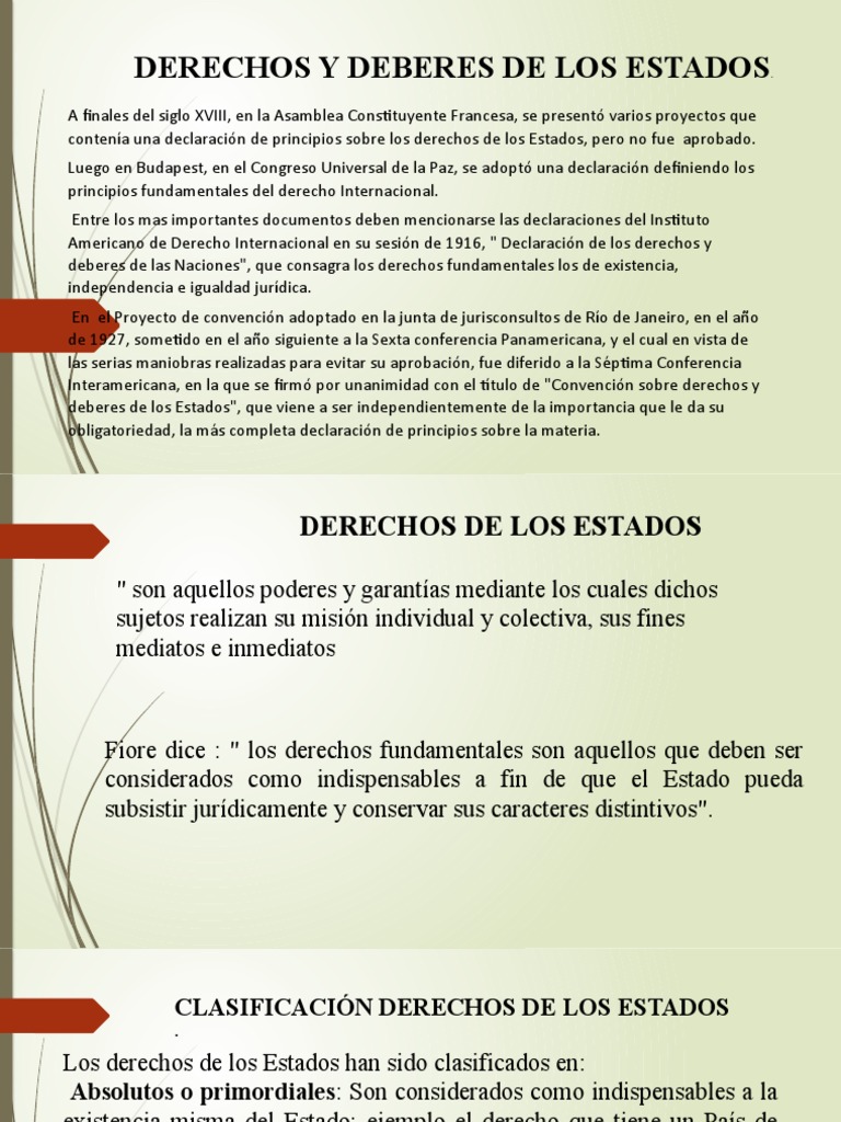 DERECHOS Y DEBERES DE LOS ESTADOS | PDF