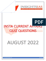 INSTA August 2022 Current Affairs Quiz Questions