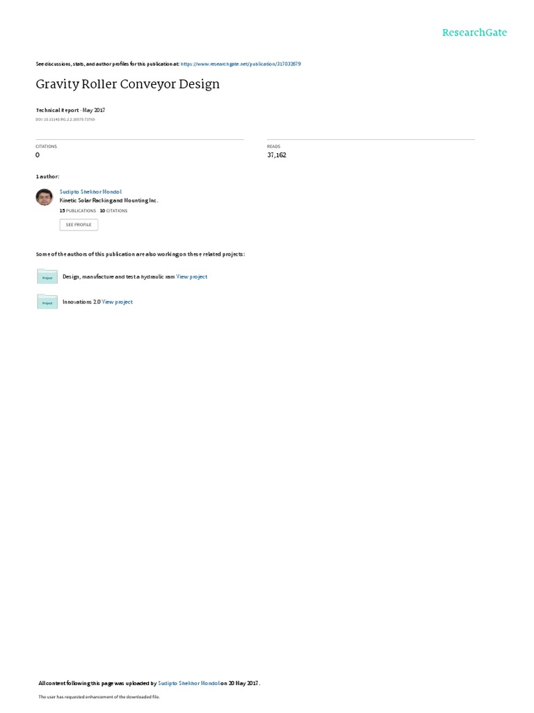 Gravity Roller Conveyor Design PDF Friction Bearing (Mechanical)