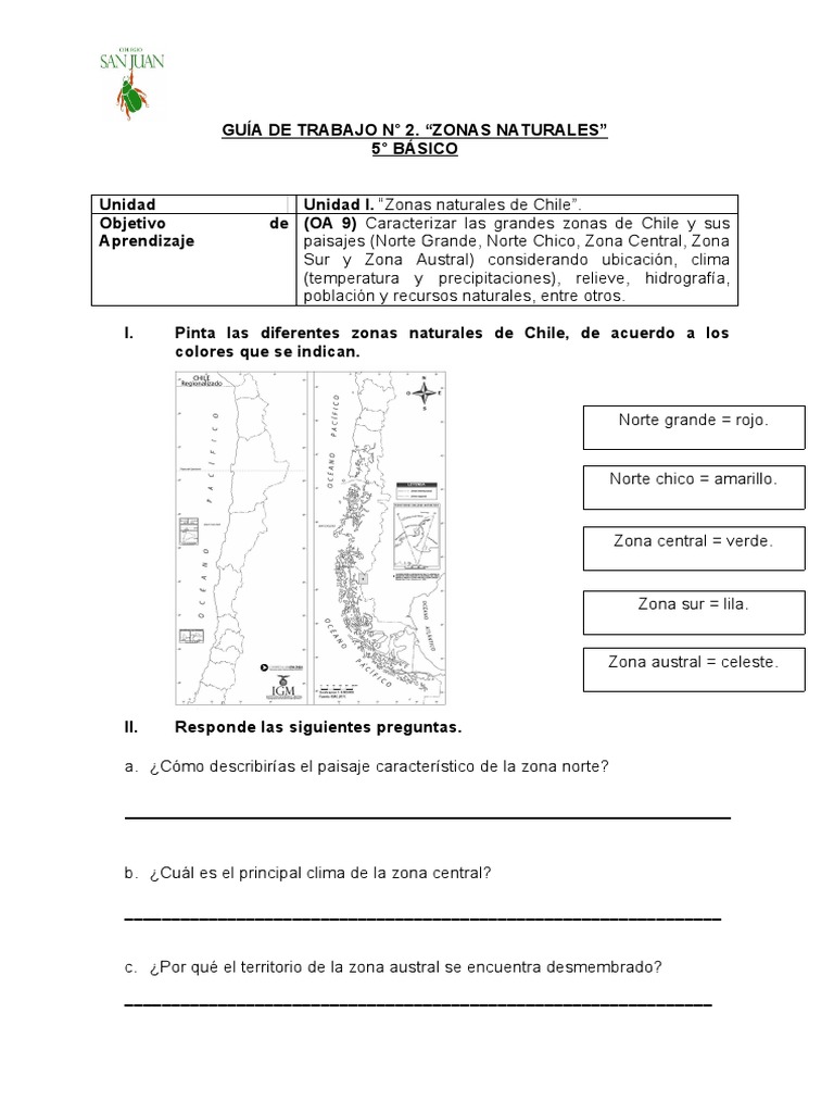 2.-Guia 2 Zonas Naturales de Chile | PDF