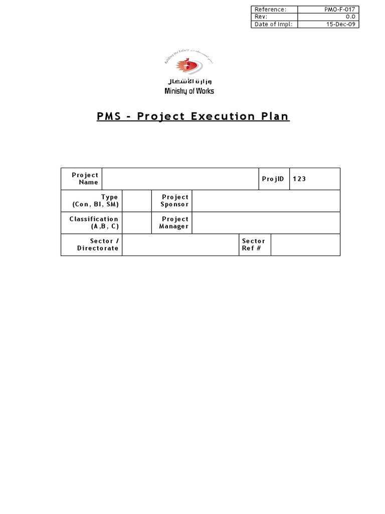 Project Execution Plan Template | PDF