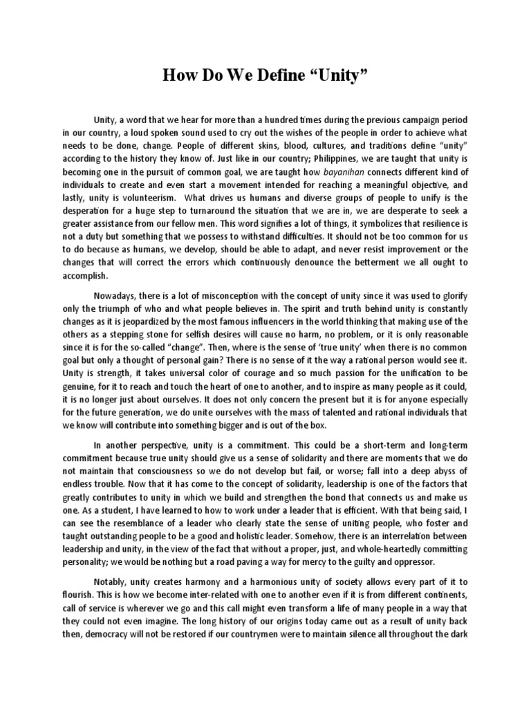 Defining Unity: Strength and Commitment | PDF