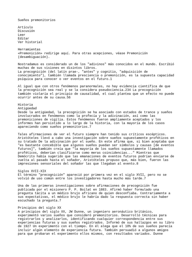 Sueños Premonitorios y Precognición | PDF | Science | Cognición